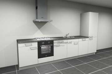 Nieuw keukenblok 3.60m met apparatuur, gaskookplaat links, op voorraad !!