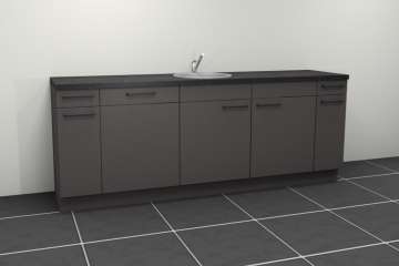 Keukenblok met vaatwasser en koelkast 2.40 m breed - Onyx grijs voorraad !!