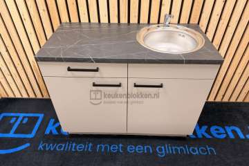 Keukenblok met spoelbak 1.20 m breed Taupe !! Op voorraad !!