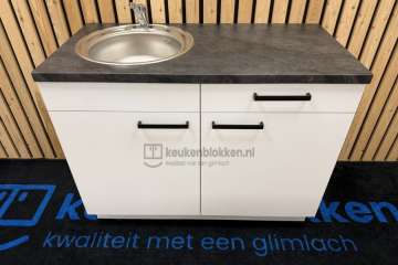 Keukenblok met spoelbak 1.20 m breed Alpine wit !! Op voorraad !!